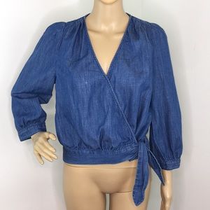 Madewell Chambray Wrap Blouse
